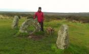 Mrs R and the dogs at Men an Tol
