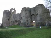 Chepstow castle in winter sunshine.